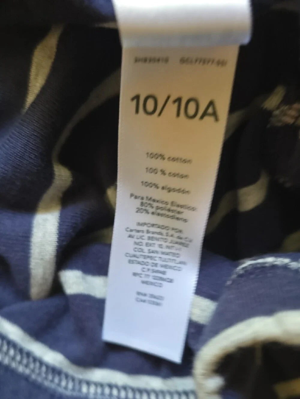 GUC- Carter's Navy and Gray  Striped Long-Sleeve Pajama Set, Size 10